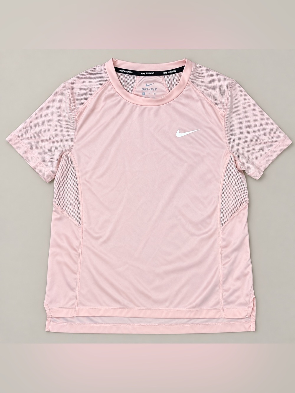 Nike Dri-FIT Running Women’s Small Pink Mesh Short Sleeve Athletic Top